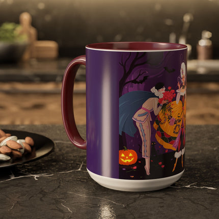 🎭🌹 The Harlequin Rose Masquerade Colorful Mug – Theatrical Halloween Romance