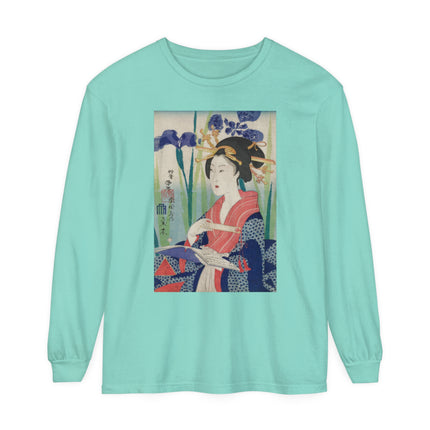 Woman with Bookmark and Book Garment-dyed Long Sleeve T-Shirt
