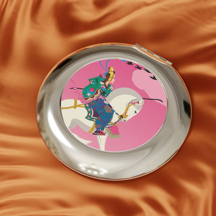Samurai Princess on the White Steed Compact Mirror – Bold Fantasy & Elegant Adventure
