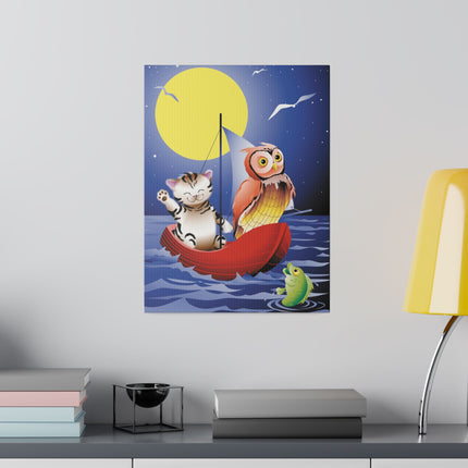 Embarking on a Moonlit Journey – Whimsical Owl and Pussy Cat Sailing Adventure