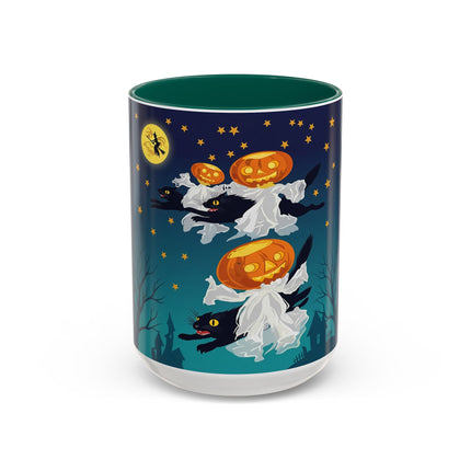 🐈‍⬛🎃 The Flying Black Cats Of Halloween Colorful Mug – Whimsical Storybook Charm