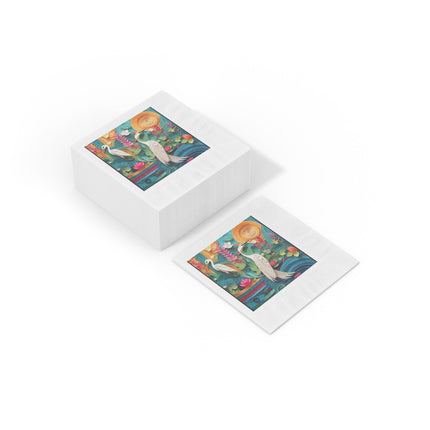 Elegant Egret Oasis White Coined Napkins