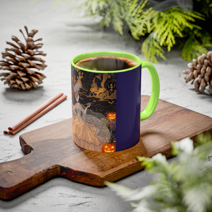 🌙🎃 The Moonlit Parlor Masquerade Colorful Mug – Elegant Halloween Romance