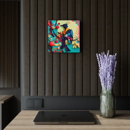 Curious Crow Acrylic Wall Clock, Round and Square