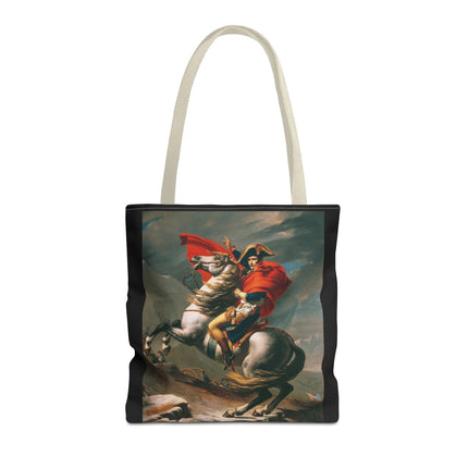 Napoleon Crossing the Alps by Jacques-Louis David Tote Bag (AOP)