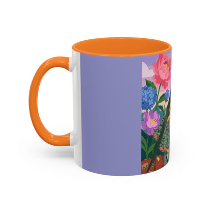 The Lady And The Crimson Birdcage Colorful Mugs – Art Deco Tropical Garden Elegance