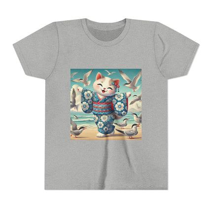 Geisha Kitten by the Seaside Youth Short Sleeve Tee