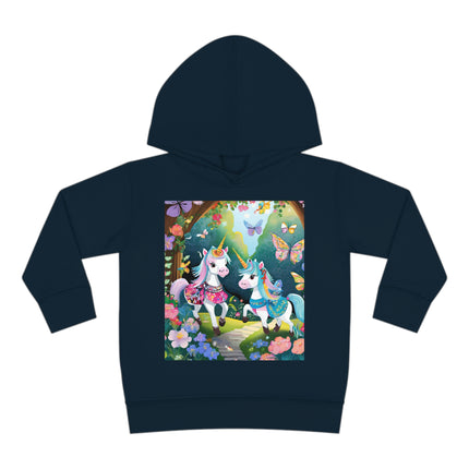 Baby Unicorns and Fluttering Butterflies Toddler Pullover Fleece Hoodie