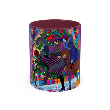 🎄✨ Christmas Among The Twinkling Trees Colorful Mug – Art Deco Holiday Fantasy