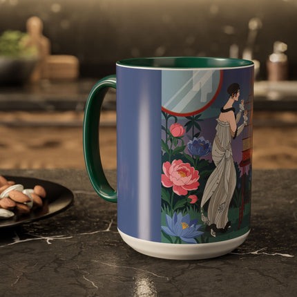 Whispers to the Golden Songbird Colorful Mugs – Art Deco Garden Elegance