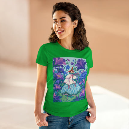 🌸🎶 The Garden Melody Cotton Tee – Art Deco Floral Whimsy