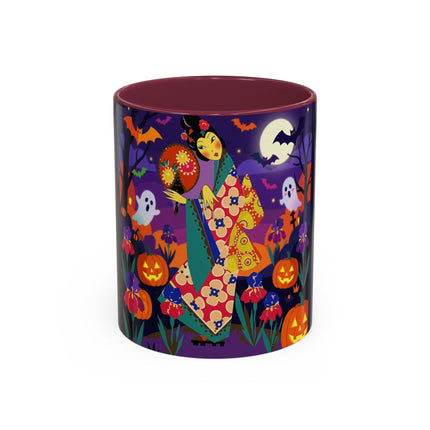 🌙🎃 The Moonlit Garden Masquerade Colorful Mug – Floral Halloween Charm