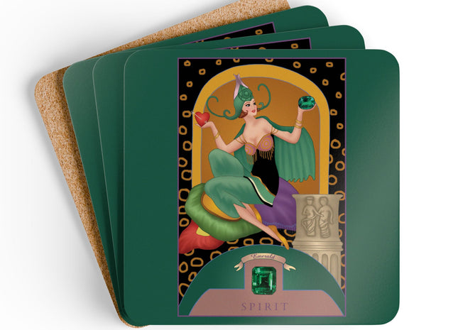 Taurus Zodiac Design – May & Emerald by Sofia Chiostri | Corkwood Coaster Set