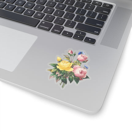 Yellow Rose and Cabbage Rose botanical illustration by Pierre-Joseph Redouté Kiss-Cut Stickers (4 Sizes)