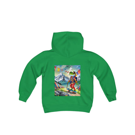 Skateboarding Frog Youth Hooded Sweatshirt – Playful Energy Meets Global Adventure