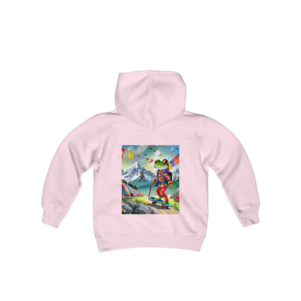 Skateboarding Frog Youth Hooded Sweatshirt – Playful Energy Meets Global Adventure