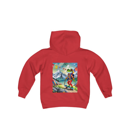 Skateboarding Frog Youth Hooded Sweatshirt – Playful Energy Meets Global Adventure