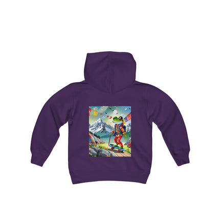 Skateboarding Frog Youth Hooded Sweatshirt – Playful Energy Meets Global Adventure