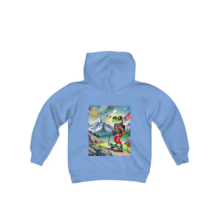 Skateboarding Frog Youth Hooded Sweatshirt – Playful Energy Meets Global Adventure
