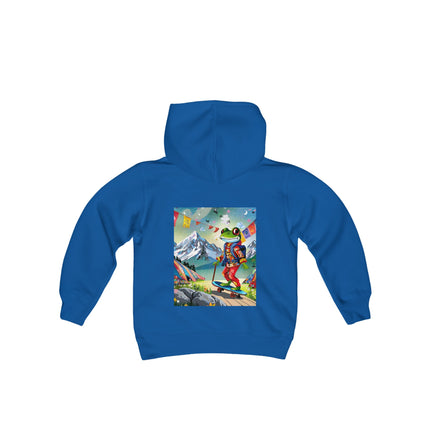 Skateboarding Frog Youth Hooded Sweatshirt – Playful Energy Meets Global Adventure