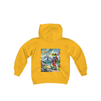 Skateboarding Frog Youth Hooded Sweatshirt – Playful Energy Meets Global Adventure