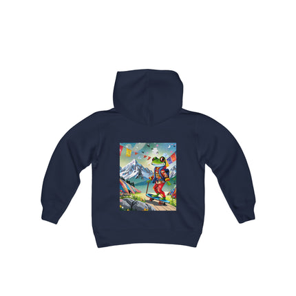 Skateboarding Frog Youth Hooded Sweatshirt – Playful Energy Meets Global Adventure
