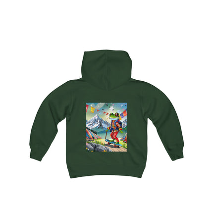 Skateboarding Frog Youth Hooded Sweatshirt – Playful Energy Meets Global Adventure