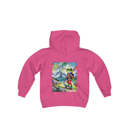 Skateboarding Frog Youth Hooded Sweatshirt – Playful Energy Meets Global Adventure