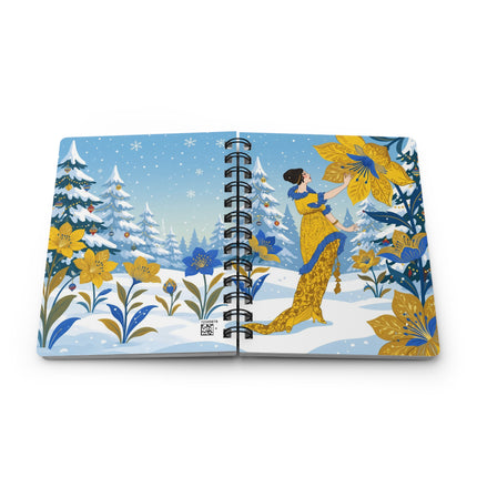 🌼❄️ The Golden Blossom Winter Garden Spiral Notebook – Art Deco Holiday Fantasy