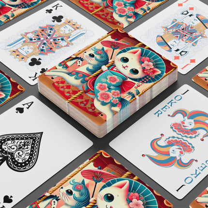 Geisha Kitten's Enchanted Carousel Ride Playing Cards