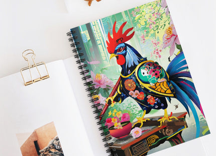 Cyberpunk Rooster Spiral Notebook - Ruled Line