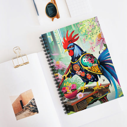 Cyberpunk Rooster Spiral Notebook - Ruled Line