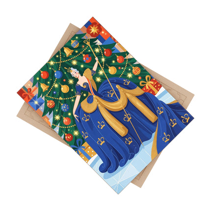 👑🔔 The Christmas Queen Of Golden Bells Ceramic Tile – Art Deco Royal Holiday Fantasy