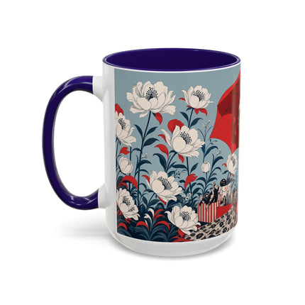 ❤️🌺 The Scarlet Parasol Spectacle Colorful Mug – Art Deco Fashion Elegance