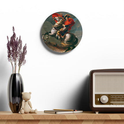 Napoleon Crossing the Alps by Jacques-Louis David Acrylic Wall Clock, Round and Square