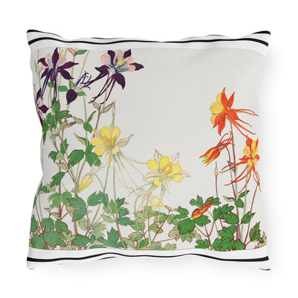 Aquilegia Flowers by Tanigami Kônan Outdoor Pillows