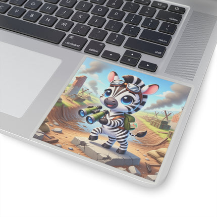 🦓🔭 The Zebra Lookout Kiss-Cut Sticker – Adventure, Curiosity & Explorer Spirit