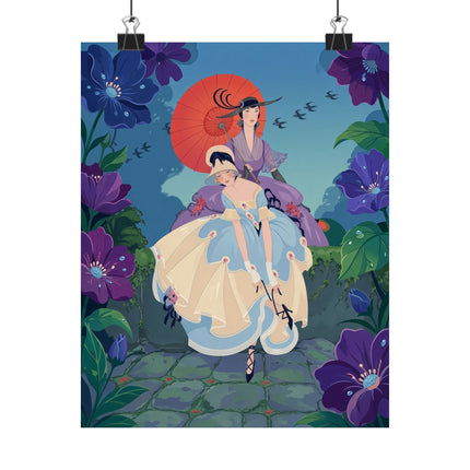 🌂💜 The Ladies Of The Violet Garden Matte Vertical Poster – Art Deco Floral Elegance