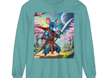 Cyber Samurai Rat Garment-dyed Long Sleeve T-Shirt