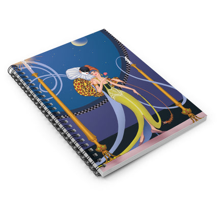 Smoke and Secrets: A Glamorous Encounter in Prohibition Era Spiral Notebook - Ruled Line