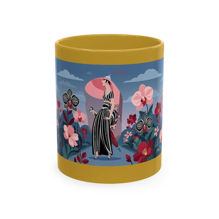 🖤🌸 The Lady Of The Striped Orchid Garden Ceramic Mug – Art Deco Fashion Elegance