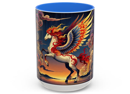 Flame-Winged Horse at Sunset Colorful Mugs (11oz, 15oz)