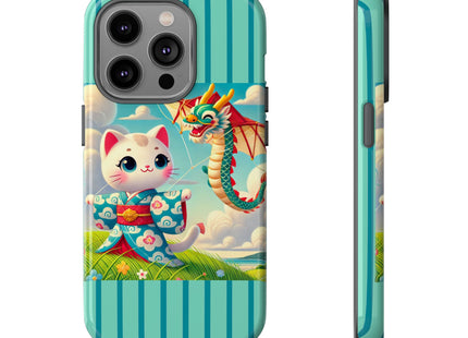 Geisha Kitten and the Dragon Kite Phone Cases