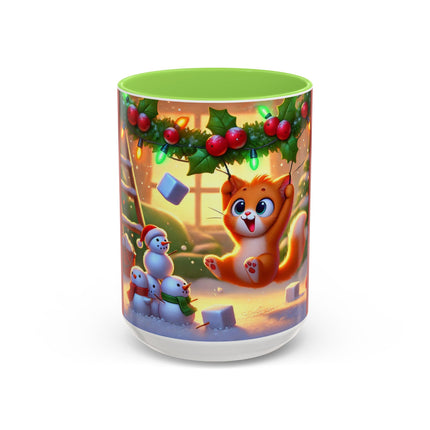 Naughty or Nice Kitten Christmas Colorful Mugs (11oz, 15oz)