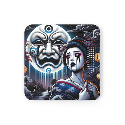 Geisha’s Black Ink Tears Cork Back Coaster