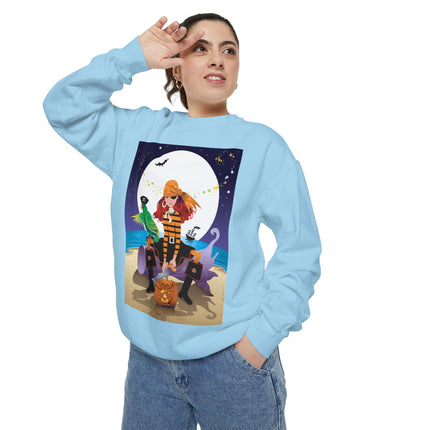 Moonlit Pirate Halloween Unisex Garment-Dyed Sweatshirt