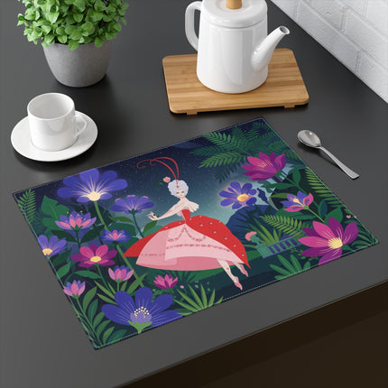 🌺✨ The Lady Of The Starlit Enchanted Garden Placemat – Art Deco Floral Fantasy
