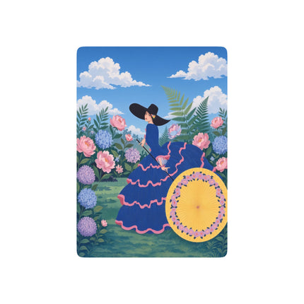 🌸☂️ The Lady With The Golden Parasol Playing Cards – Art Deco Garden Elegance