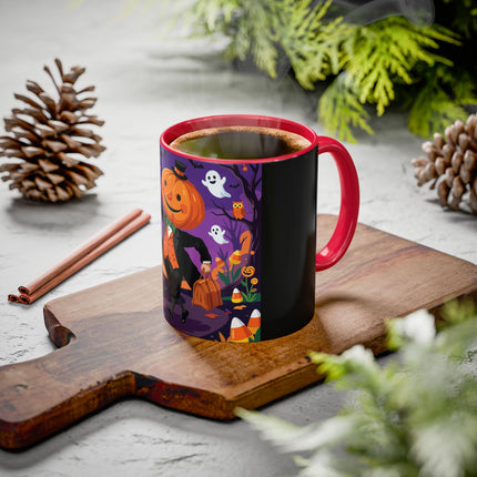 🎃🏮 The Pumpkin Gentleman's Moonlit Stroll Colorful Mug – Whimsical Halloween Charm