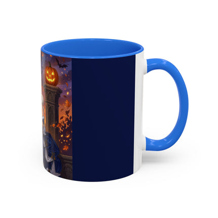 🎃💙 The Pumpkin Lantern Courtship Colorful Mug – Romantic Halloween Elegance